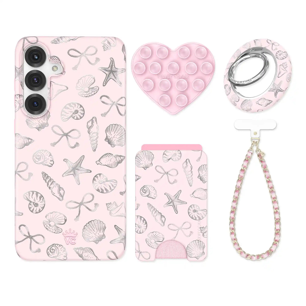 Pink Coastal Seashells Samsung Bundle Set