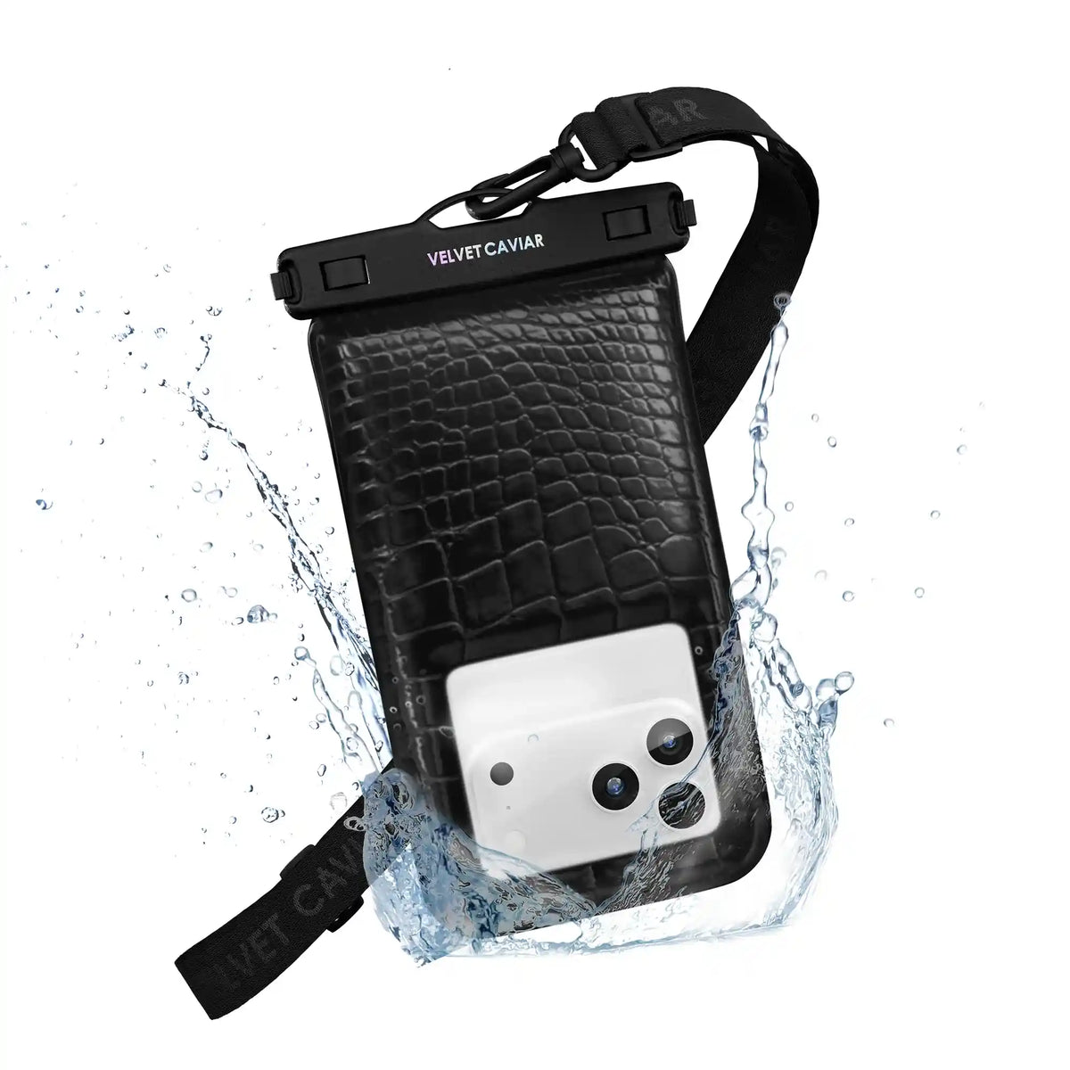 Black Croc Waterproof Floating Phone Pouch