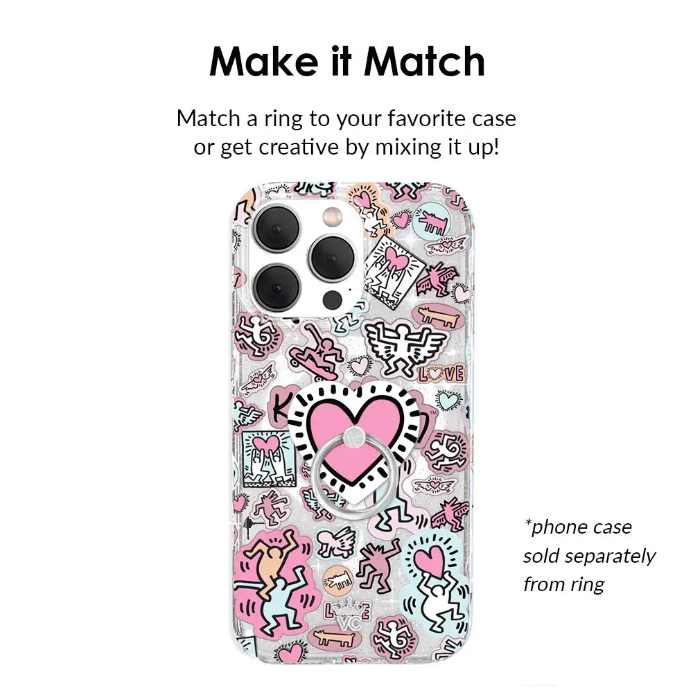 Keith Haring Pink Heart Phone Ring