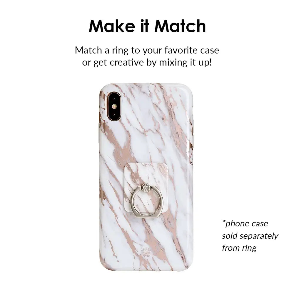 White Marble Rose Gold Chrome 2 Phone Ring