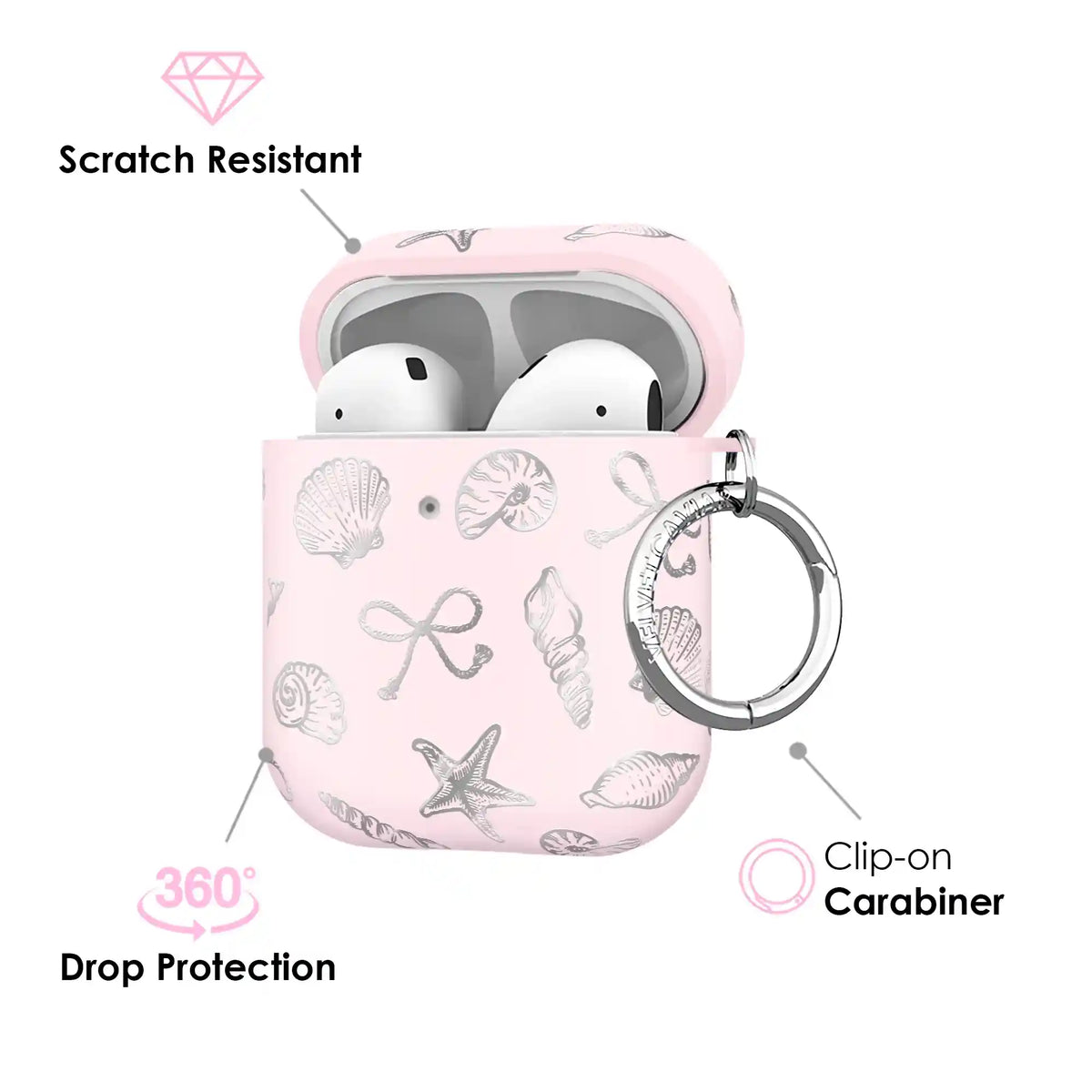 Pink Coastal Seashells AirPod Case